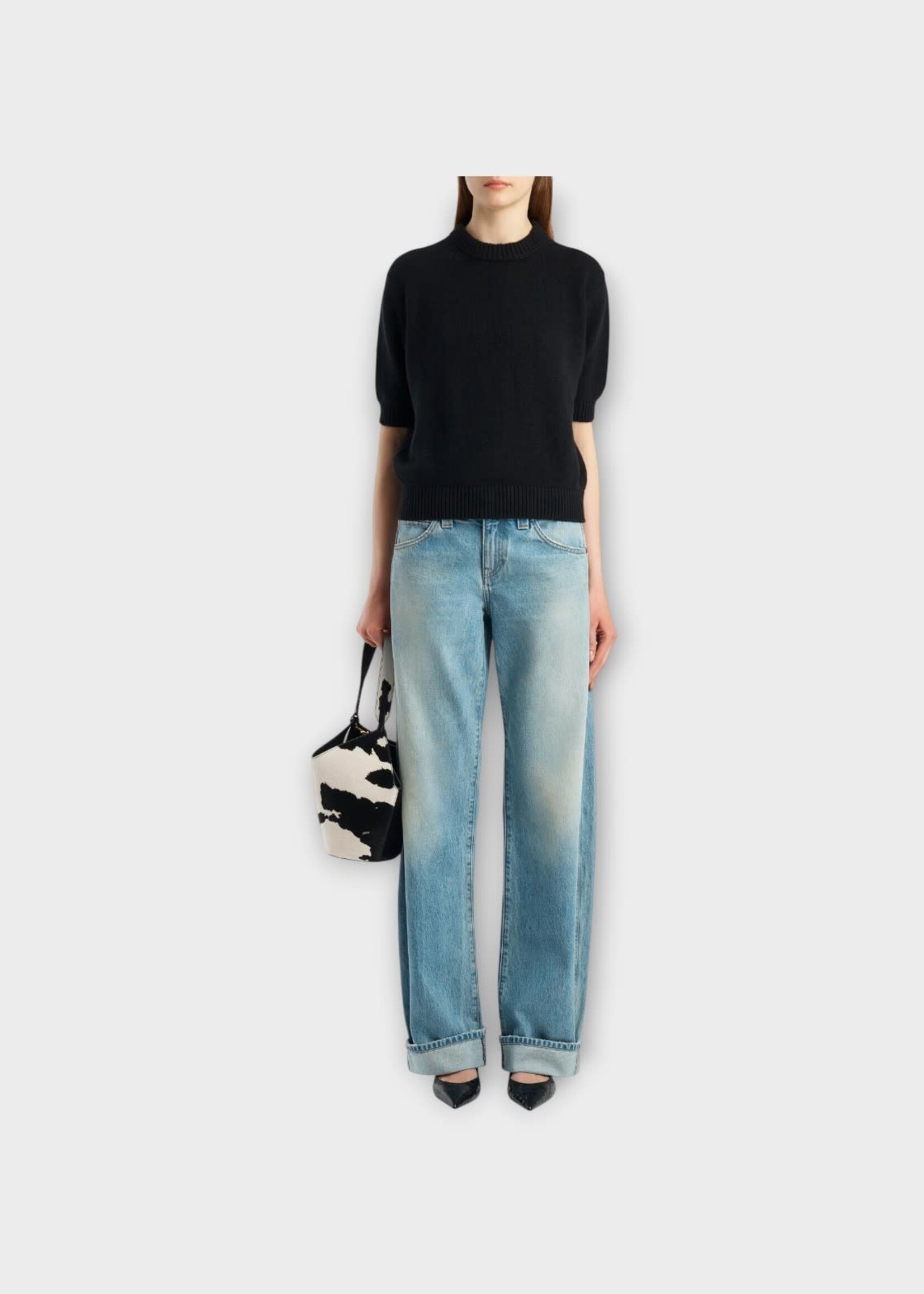 Khaite Khaite Jeans, Blue, Karo Low Rise Curved Leg Denim Pants in Rio Alto