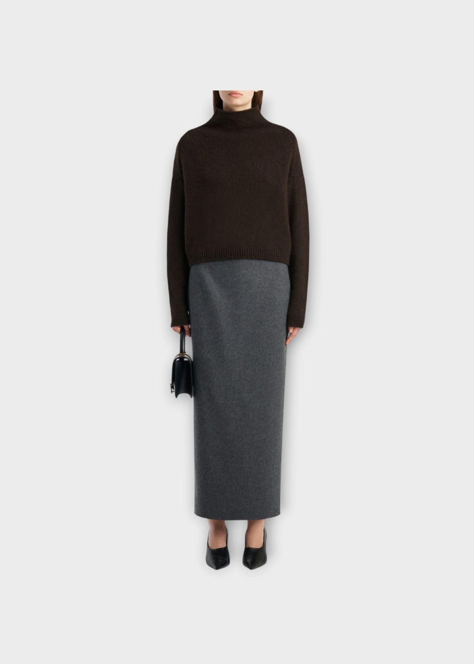 Khaite Khaite Knitwear, Brown, Marke Cashmere High Neck Sweater in Bark