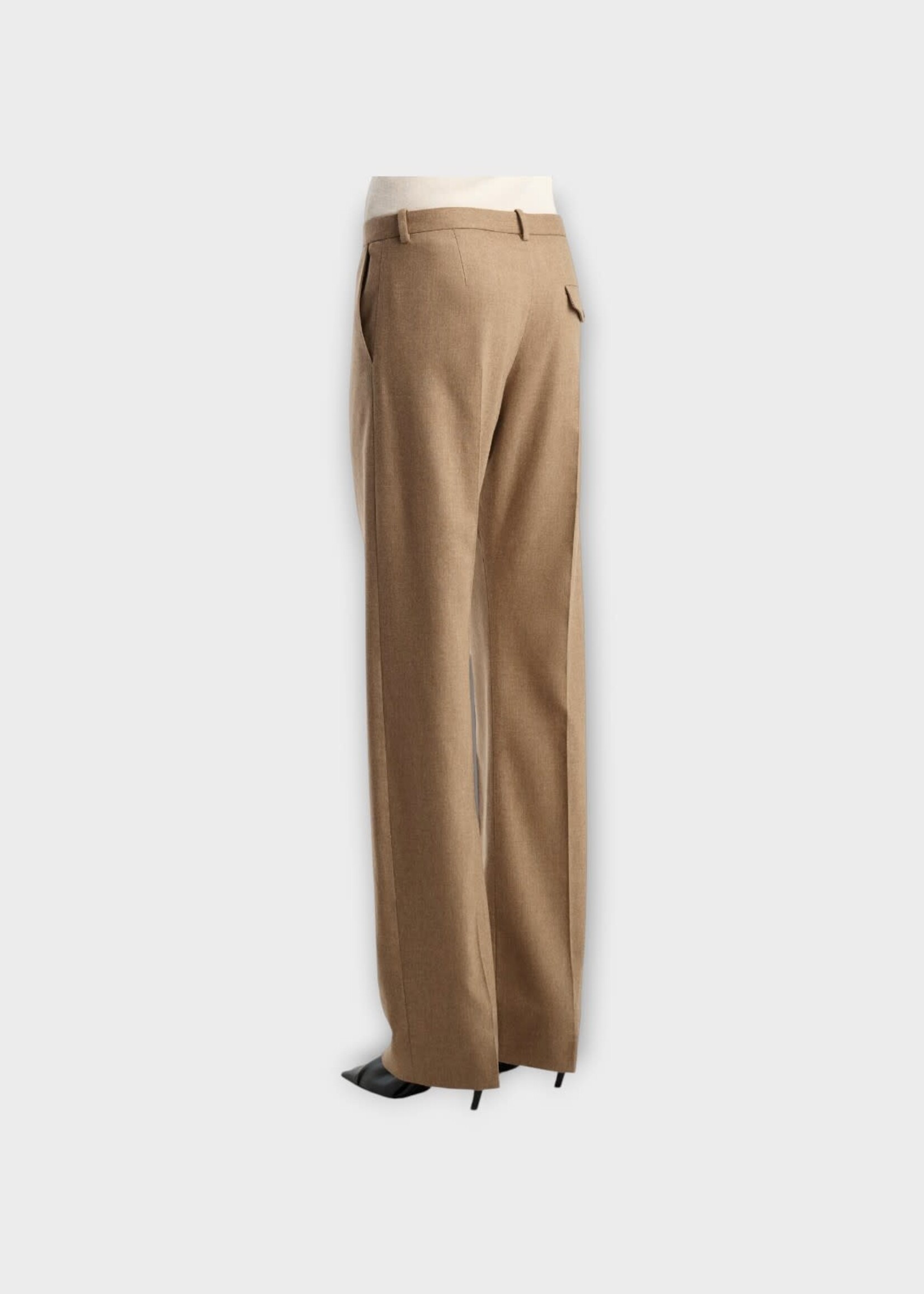 Khaite Khaite Trousers, Beige, Hunter Wool Low Waist Tailored Pants In Desert Sand