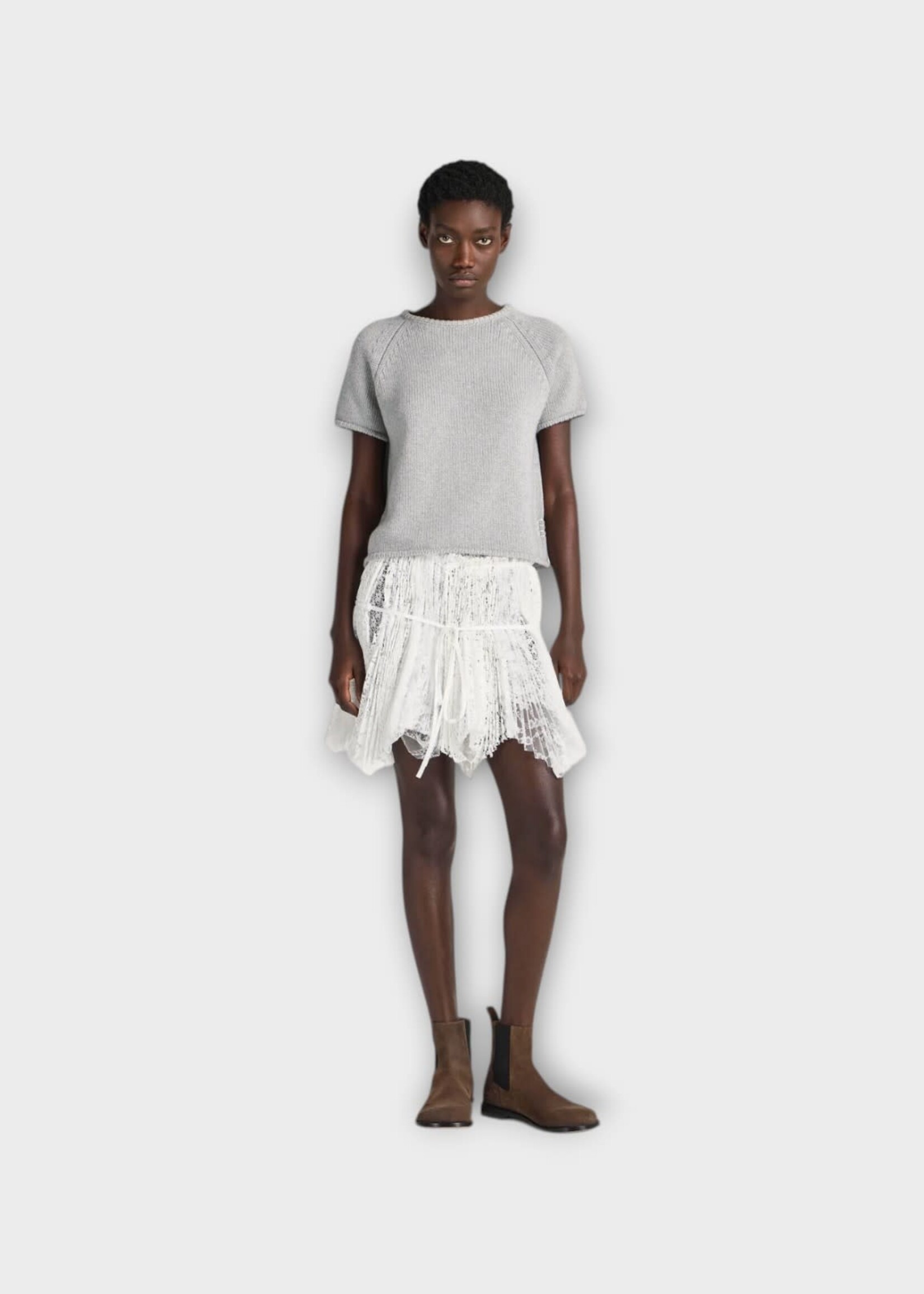 J.W. Anderson J.W. Anderson T-Shirt, Grey, Crew Neck Knitted T-Shirt In Grey Mélange
