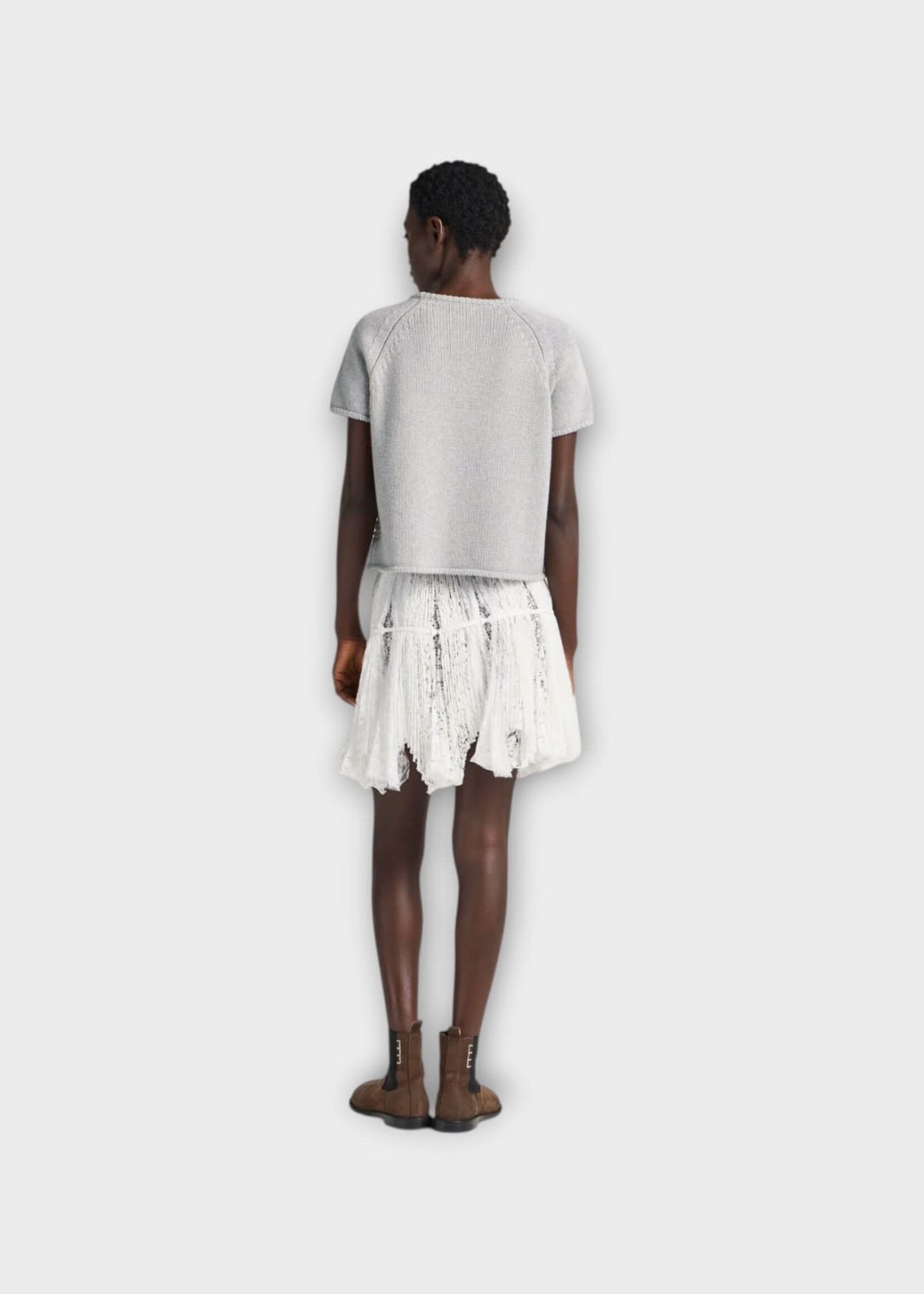 J.W. Anderson J.W. Anderson T-Shirt, Grey, Crew Neck Knitted T-Shirt In Grey Mélange