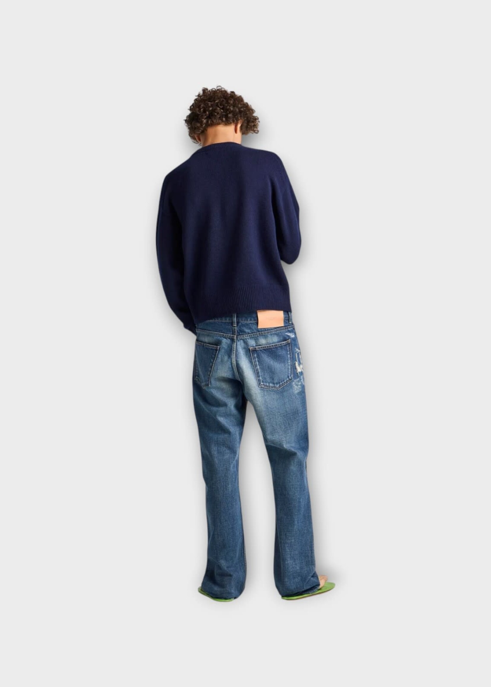 J.W. Anderson J.W. Anderson Knitwear, Navy, Wool V-Neck Jumper In Navy