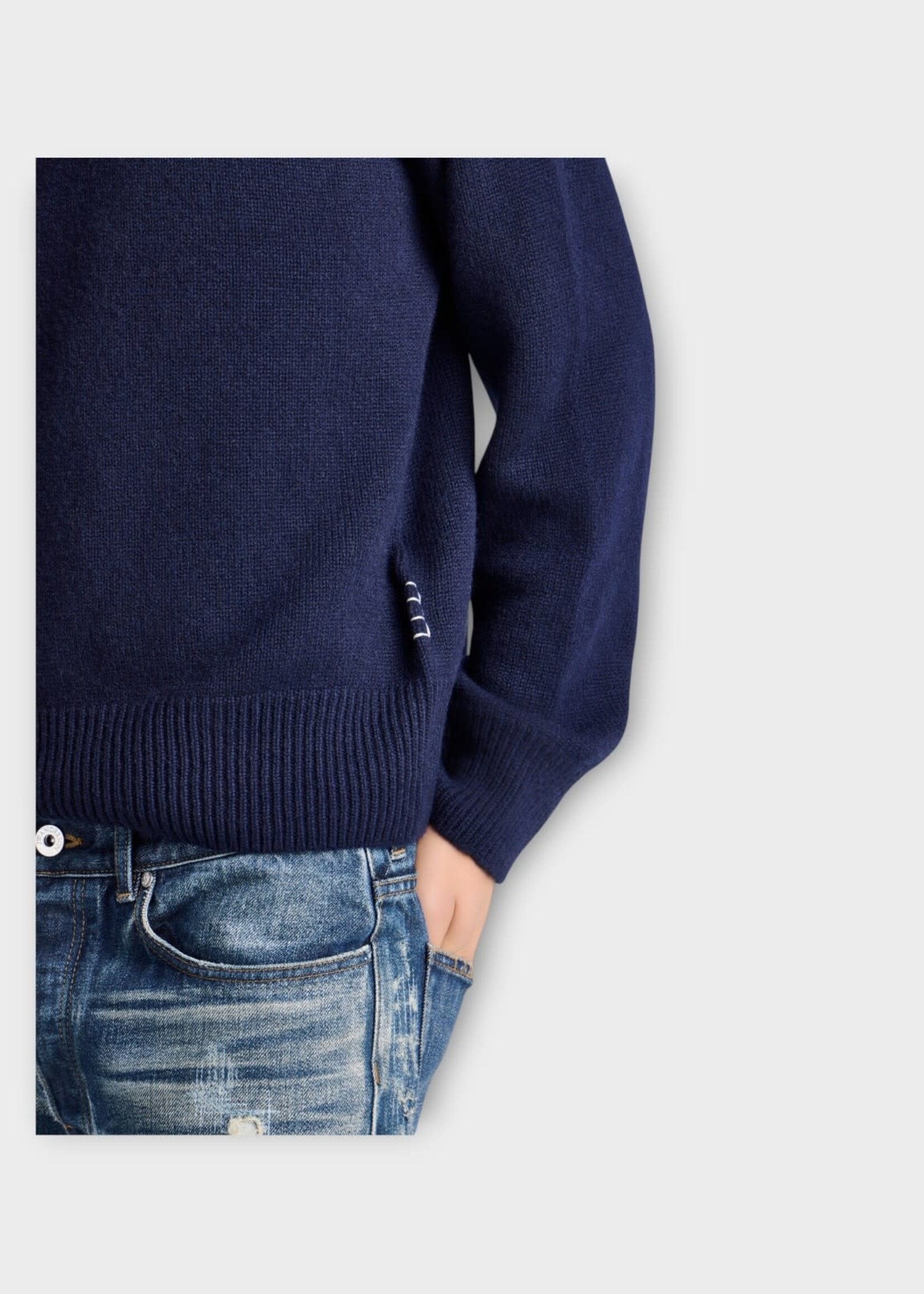 J.W. Anderson J.W. Anderson Knitwear, Navy, Wool V-Neck Jumper In Navy