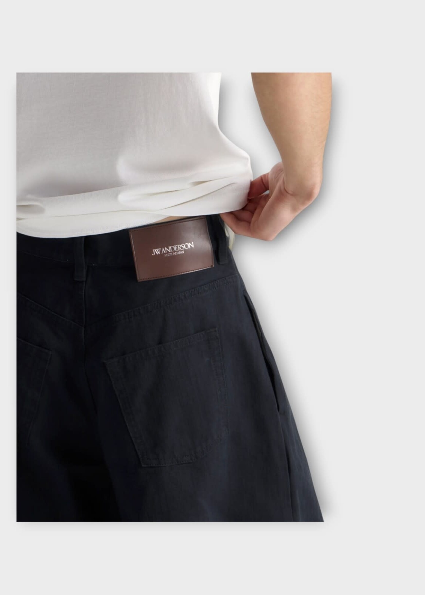 J.W. Anderson J.W. Anderson Trousers, Black, Cotton Herringbone Single Pleat Trousers In Black
