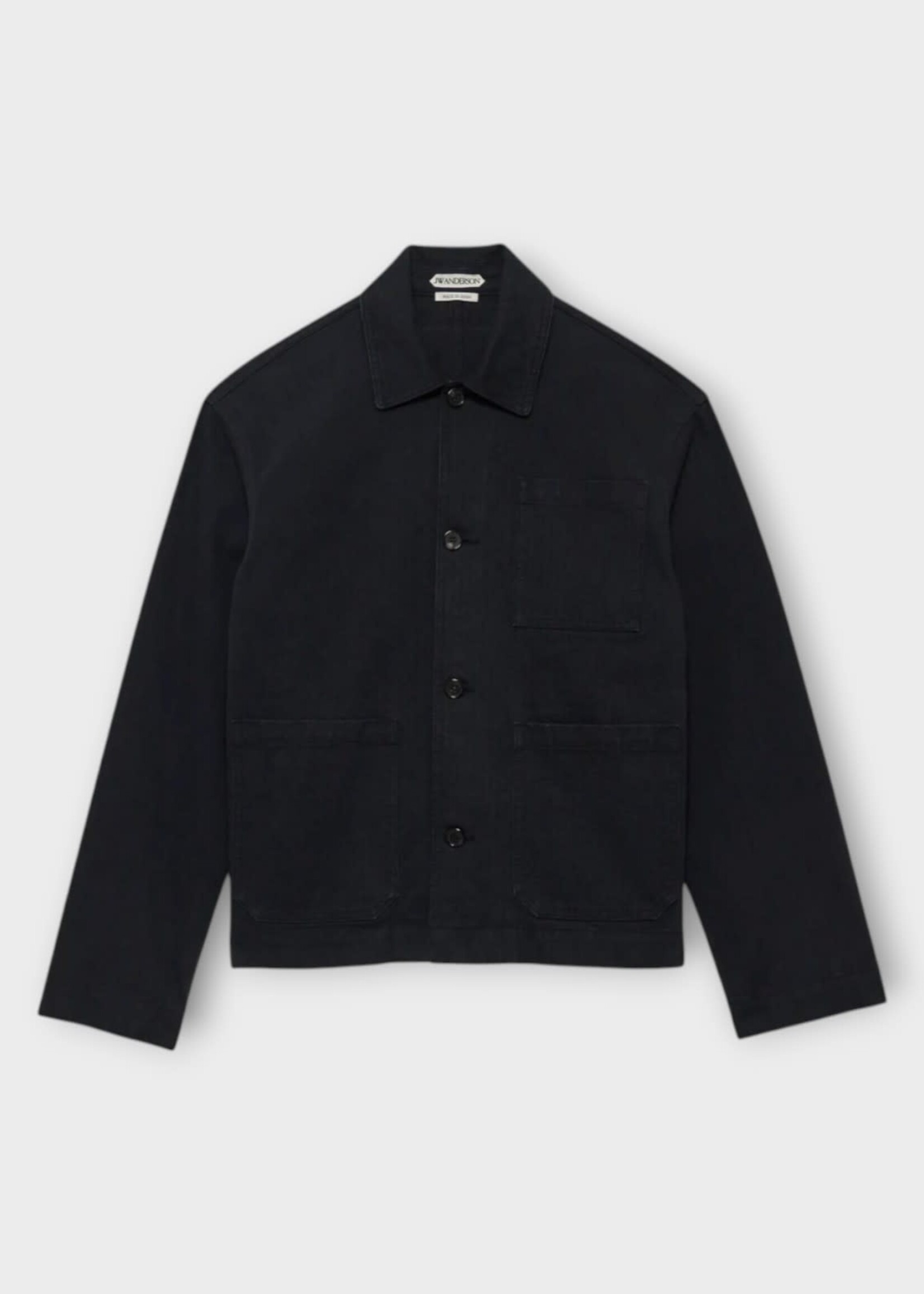 J.W. Anderson J.W. Anderson Jacket, Black, Cotton Herringbone Patch Pocket Jacket In Black