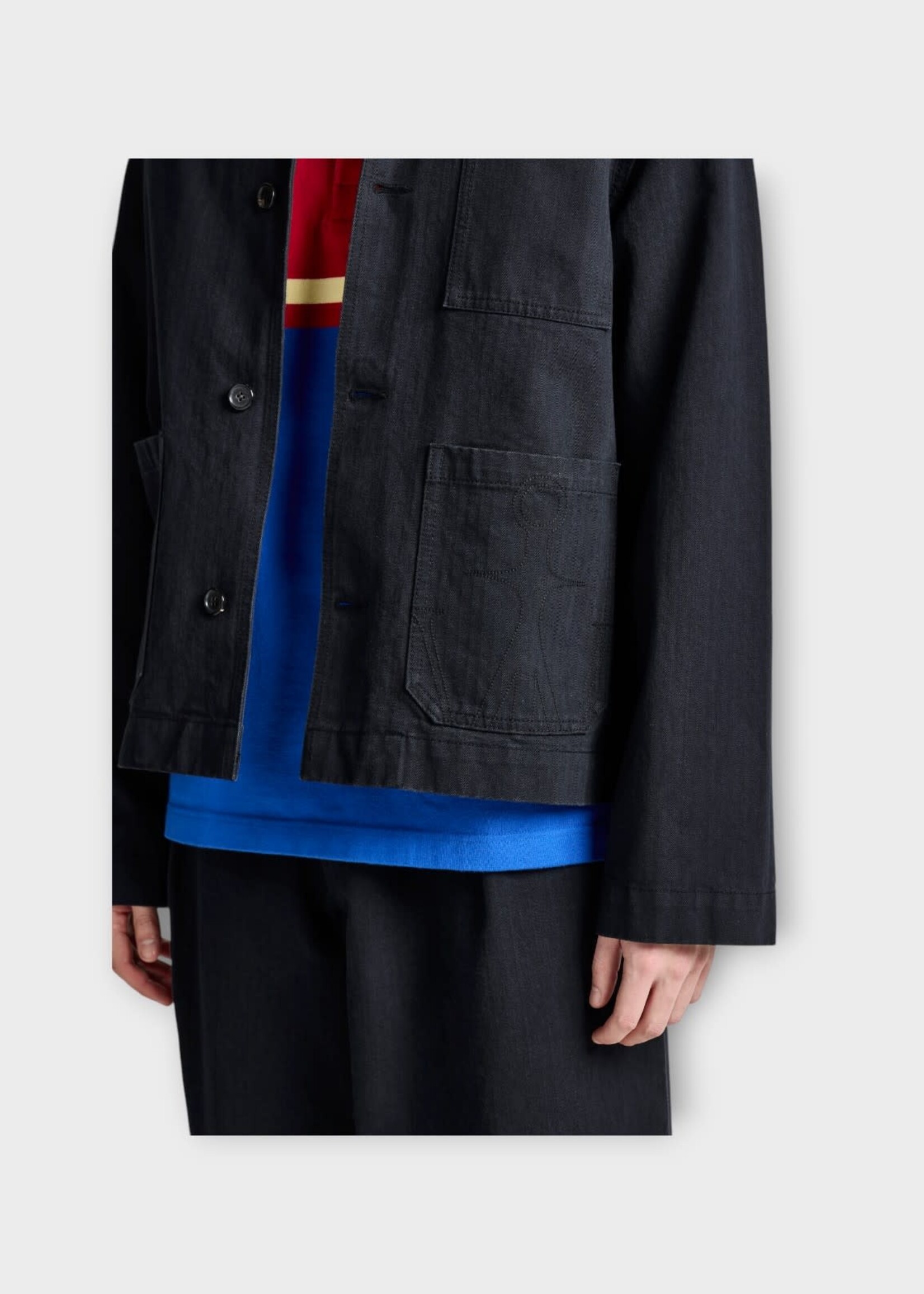 J.W. Anderson J.W. Anderson Jacket, Black, Cotton Herringbone Patch Pocket Jacket In Black