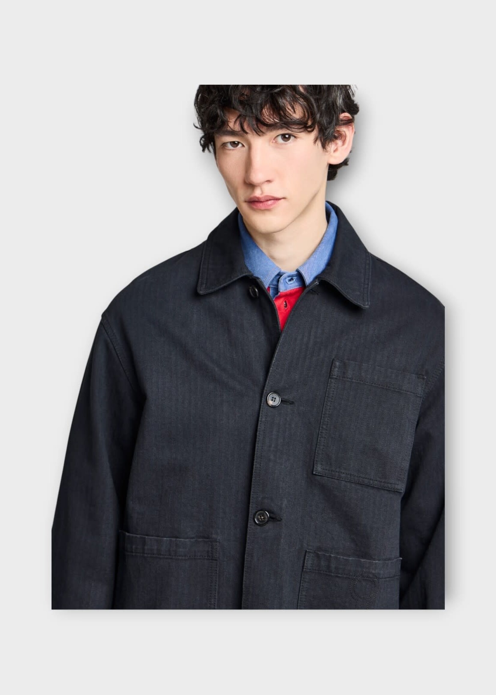 J.W. Anderson J.W. Anderson Jacket, Black, Cotton Herringbone Patch Pocket Jacket In Black
