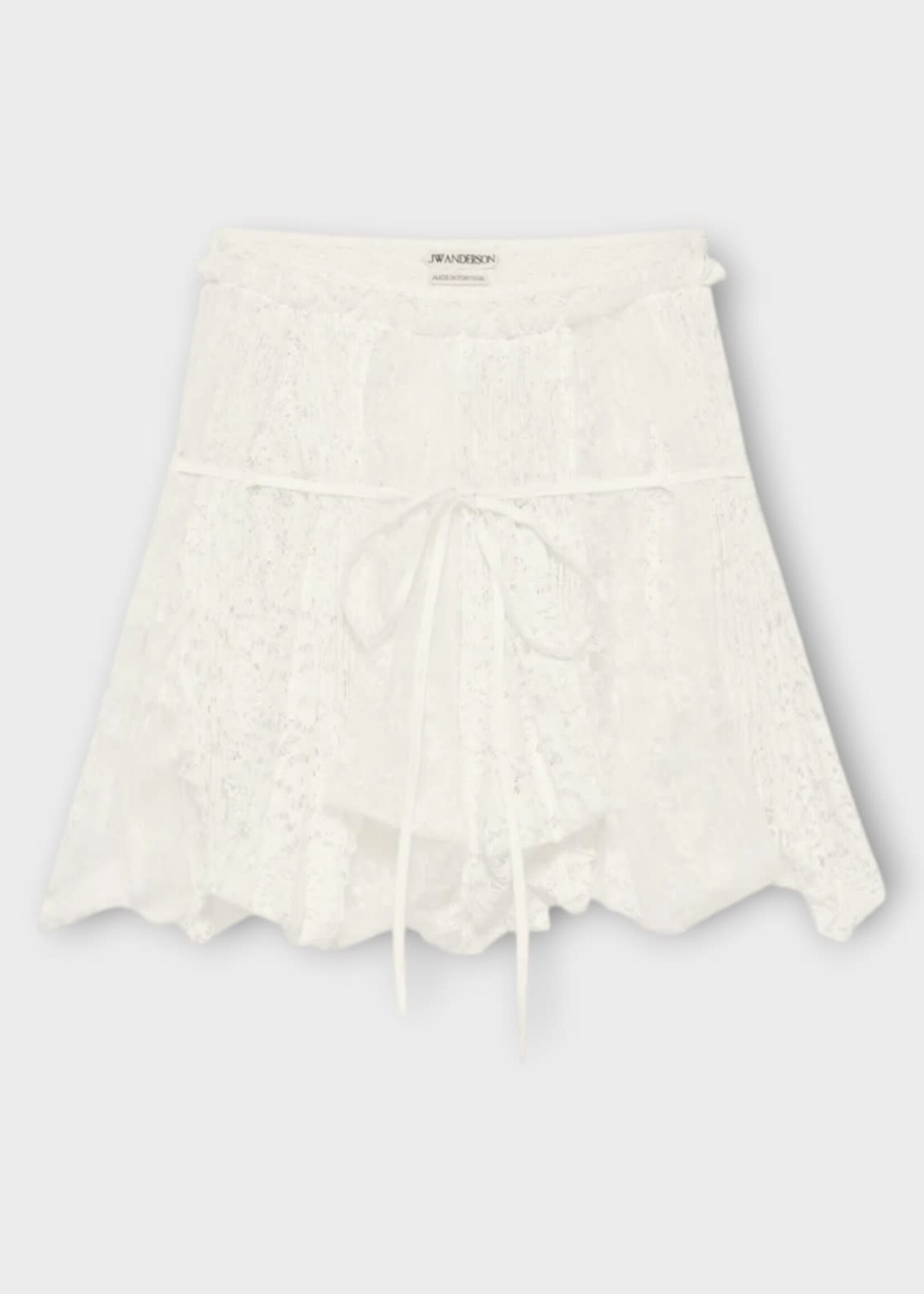 J.W. Anderson J.W. Anderson Skirt, White, Mini Curtain Skirt In White w/ All Over Floral Lace