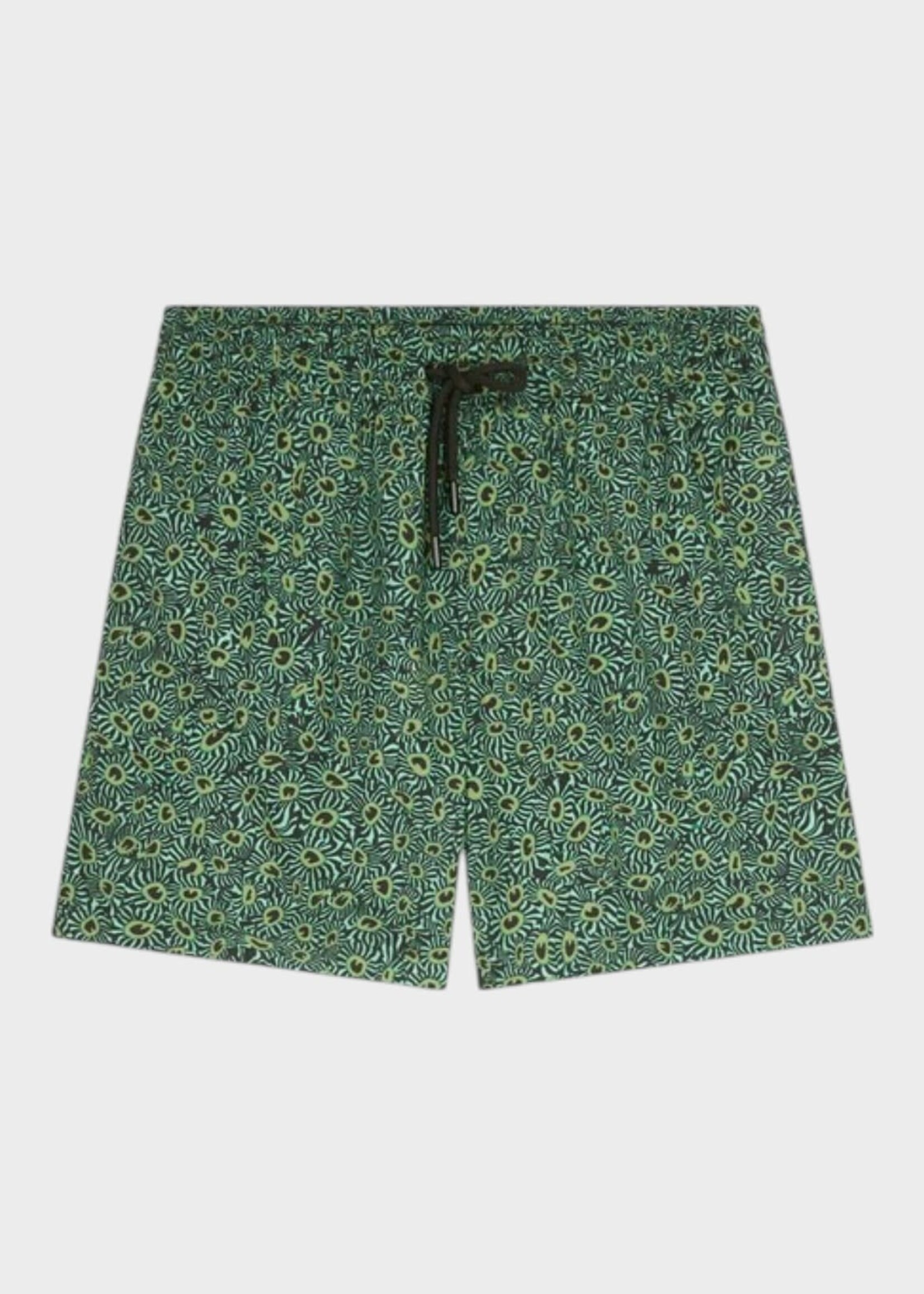 Dries Van Noten Dries Van Noten Swimwear, Print, Phibbs Drawstring Waist Swim Trunks In Mint w/ Mini Marbled Clay Print