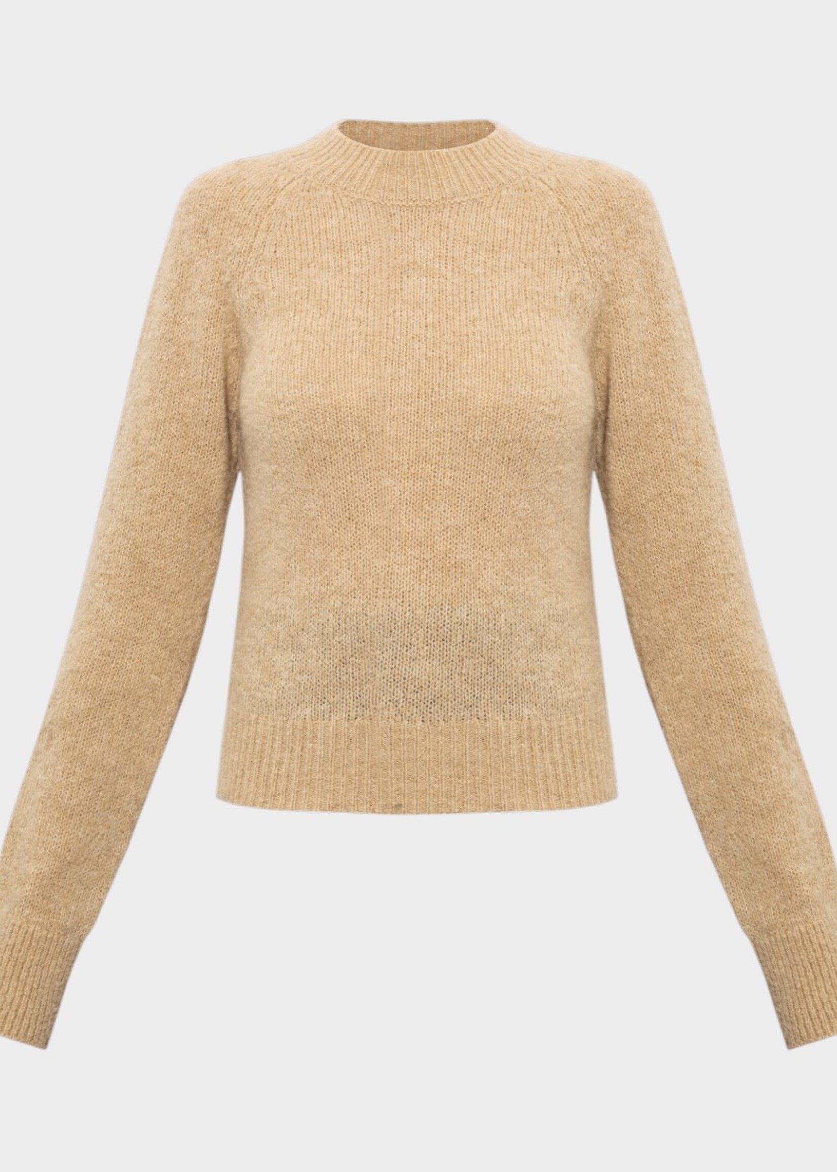 Dries Van Noten Dries Van Noten Knitwear, Beige, Texas Alpaca Wool Mix High Neck Cropped Sweater In Ecru