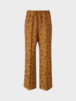 Dries Van Noten Dries Van Noten Trousers, Yellow, Puvis Drawstring Waist Wide Leg Pants In Okra w/ Floral Motif