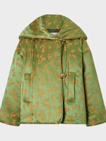 Dries Van Noten Dries Van Noten Jacket, Green, Vacali Hooded Puffer Jacket In Light Green w/ Floral Jacquard