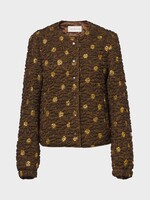 Dries Van Noten Dries Van Noten Jacket, Brown, Vitsa Nylon & Linen Bomber In Brown w/ Floral Jacquard