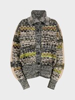 Dries Van Noten Dries Van Noten Knitwear, Multi, Teda Wool High Neck Buttoned Cardigan In Black & White