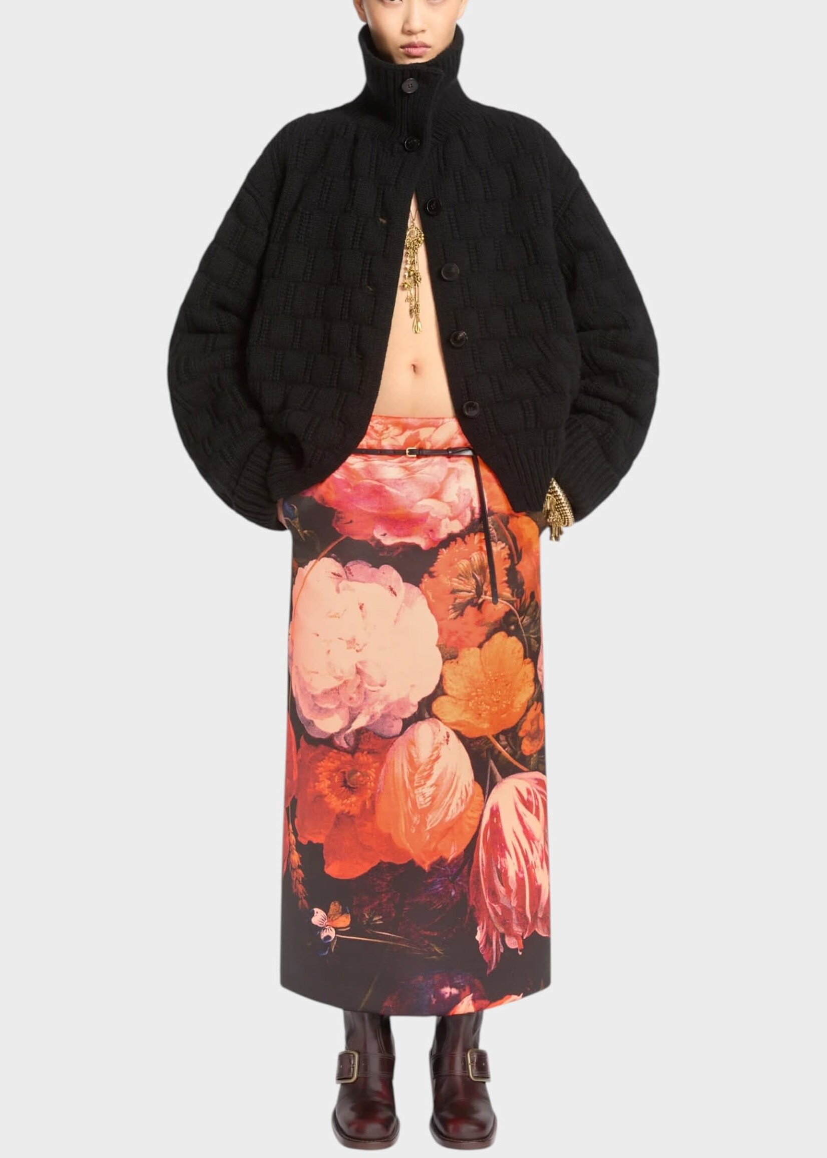Dries Van Noten Dries Van Noten Knitwear, Black, Terino Wool Mix Collared Cardigan In Black