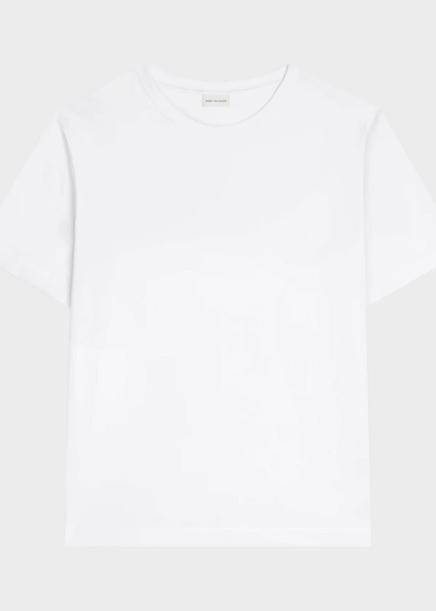 Dries Van Noten Dries Van Noten T-Shirt, White, Hertz Crew Neck Cotton Jersey T-Shirt In White