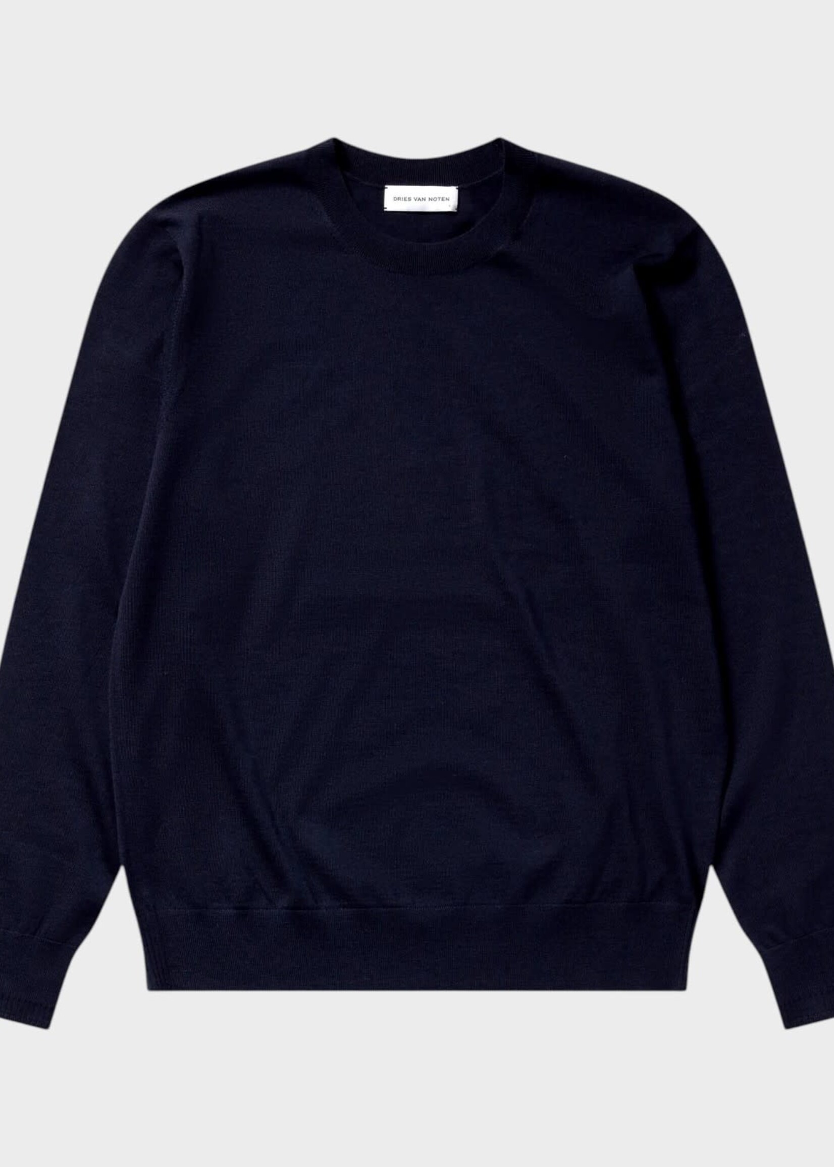 Dries Van Noten Dries Van Noten Knitwear, Navy, Murton Merino Wool Crew Neck Sweater In Navy