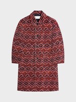 Dries Van Noten Dries Van Noten Coat, Red, Randale Cotton Loose Fit Long Coat In Red w/ Corduroy Motif Print
