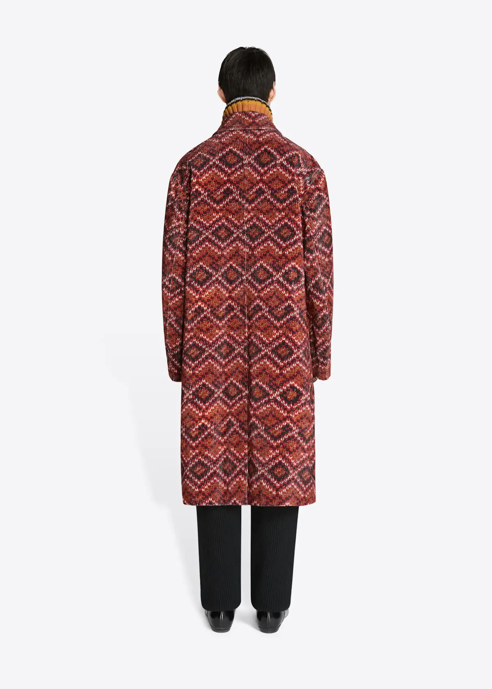 Dries Van Noten Dries Van Noten Coat, Red, Randale Cotton Loose Fit Long Coat In Red w/ Corduroy Motif Print