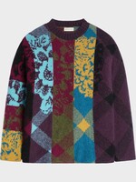 Dries Van Noten Dries Van Noten Knitwear, Purple, Matadi Alpaca Wool Mix Crew Neck Patchwork Sweater In Purple