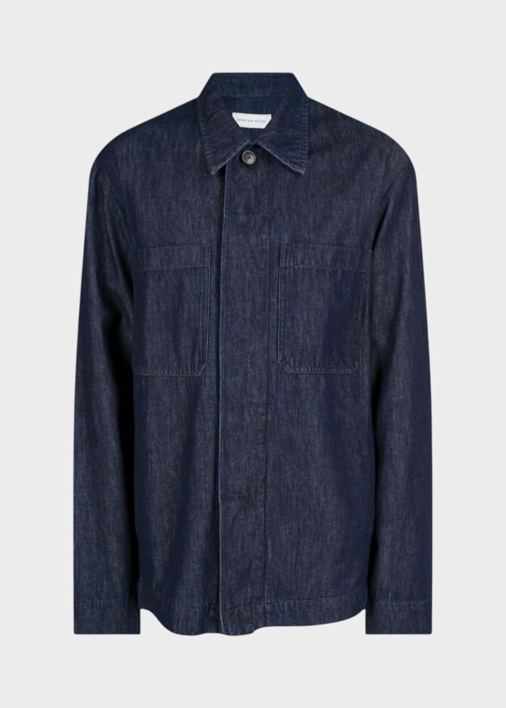 Dries Van Noten Dries Van Noten Shirt, Blue, Carters Cotton Denim Collared Shirt In Indigo w/ Chest Pockets