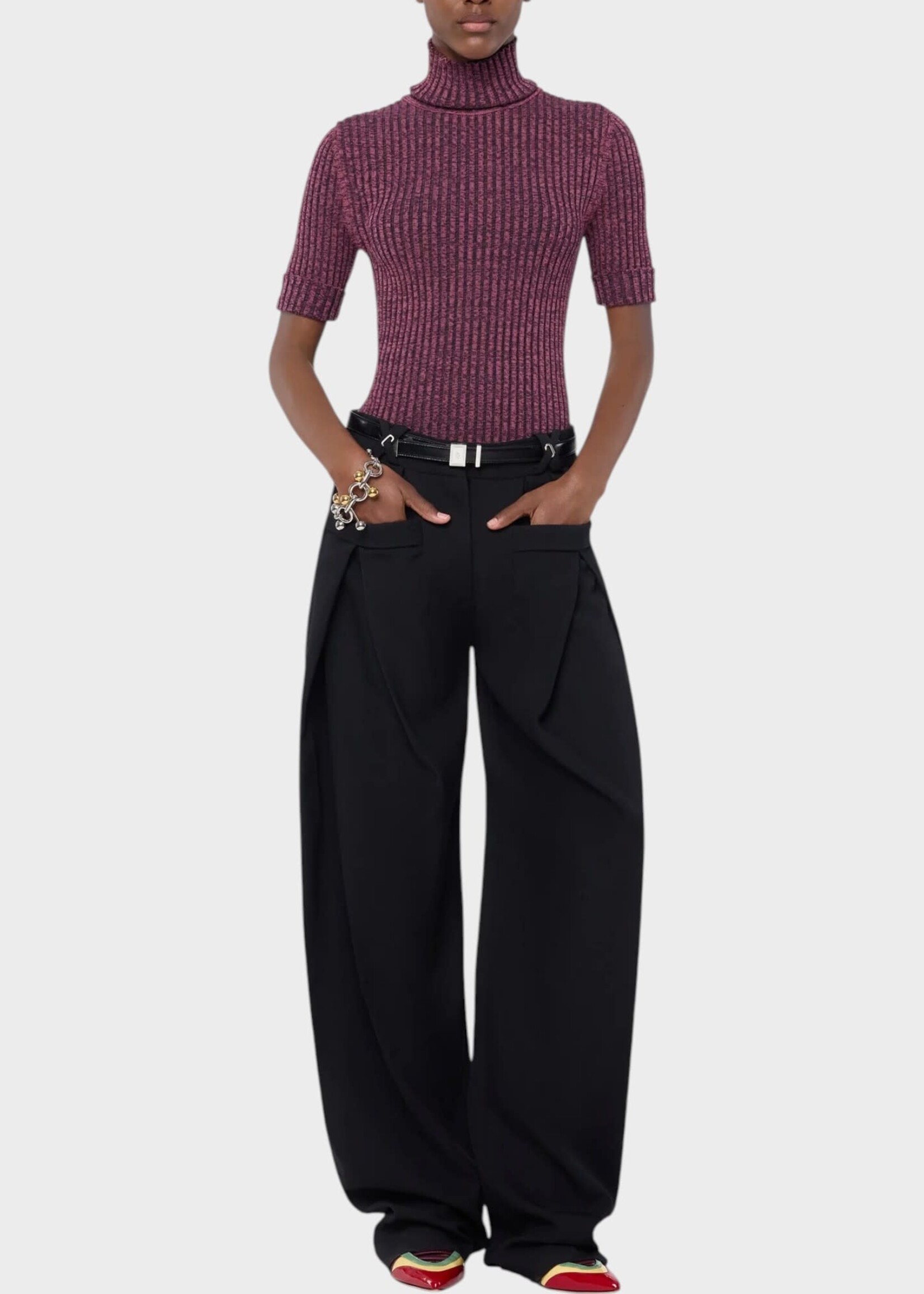 Rabanne Rabanne Trousers, Black, Wool Wide Leg Tailored Pants In Black