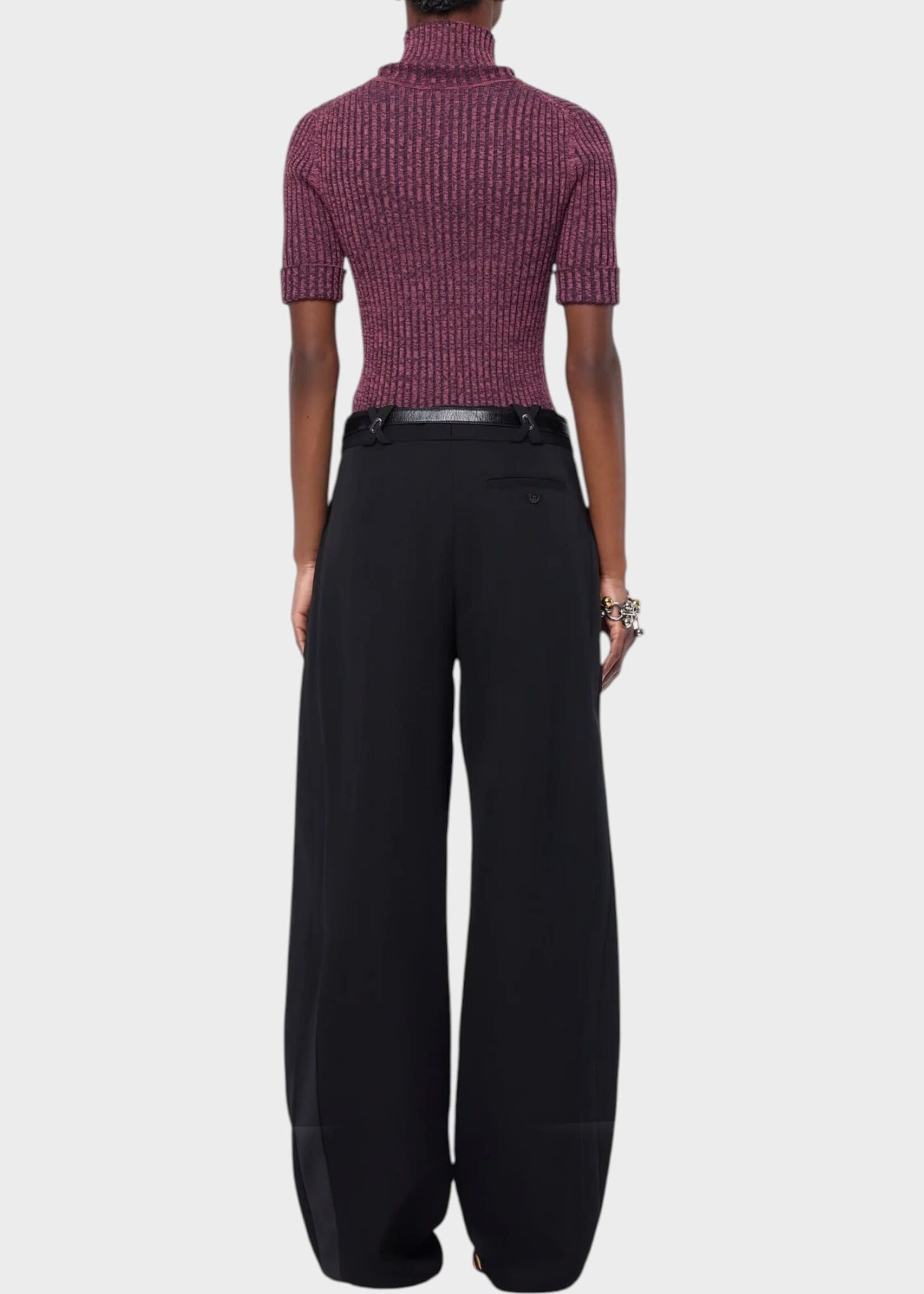 Rabanne Rabanne Trousers, Black, Wool Wide Leg Tailored Pants In Black