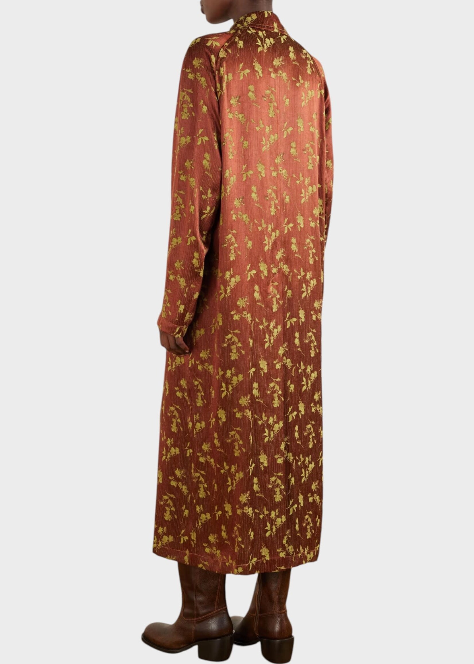 Dries Van Noten Dries Van Noten Coat, Multi, Raltonel Floral Jacquard Single Breasted Coat In Purple & Yellow