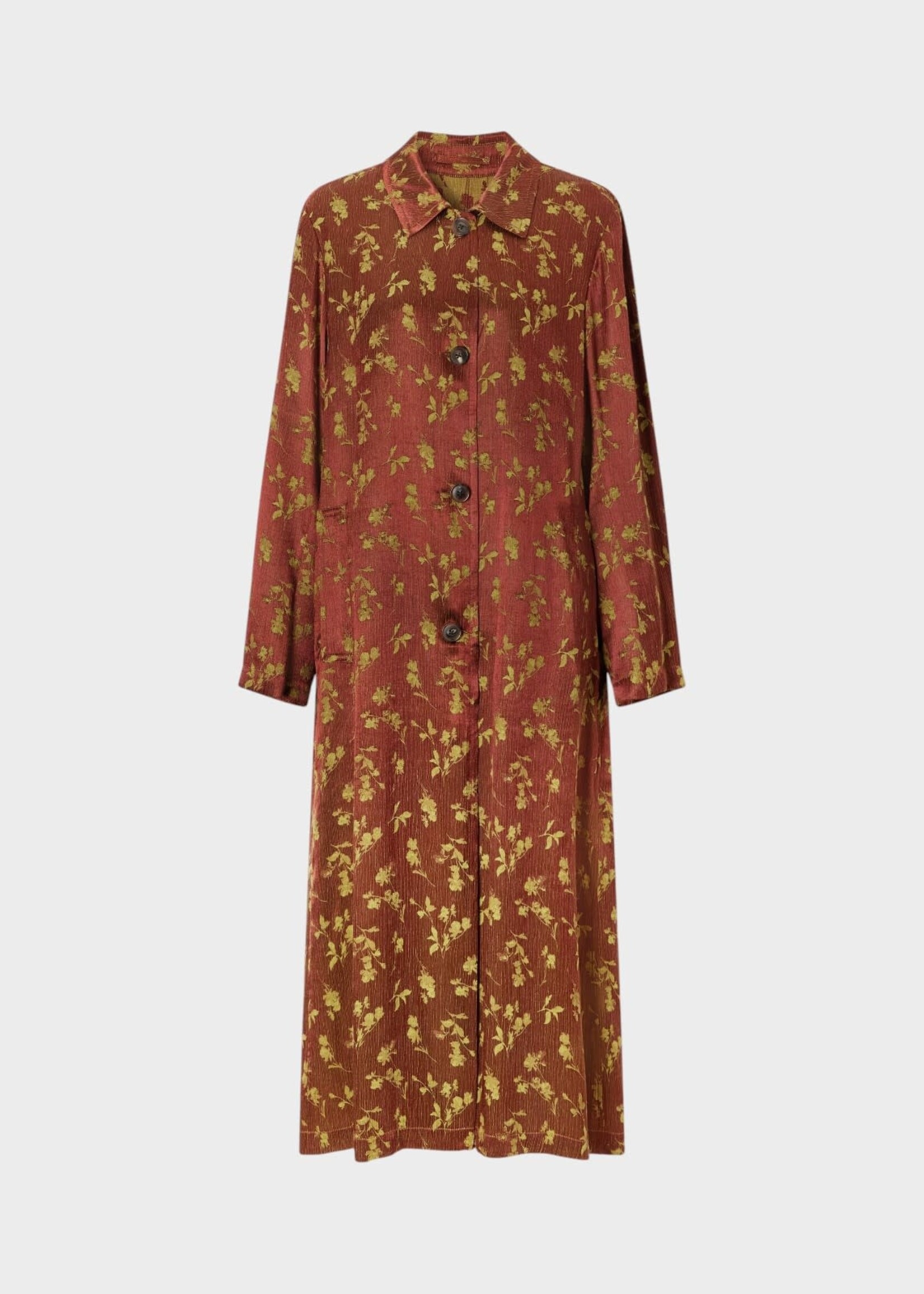Dries Van Noten Dries Van Noten Coat, Multi, Raltonel Floral Jacquard Single Breasted Coat In Purple & Yellow