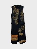 Dries Van Noten Dries Van Noten Jacket, Black, Genzel Cotton Twill Long Gilet In Black w/ Gold Embroidery