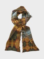 Dries Van Noten Dries Van Noten Knitwear, Multi, Teepee Wool Mix Fringed Scarf In Forest Green & Yellow