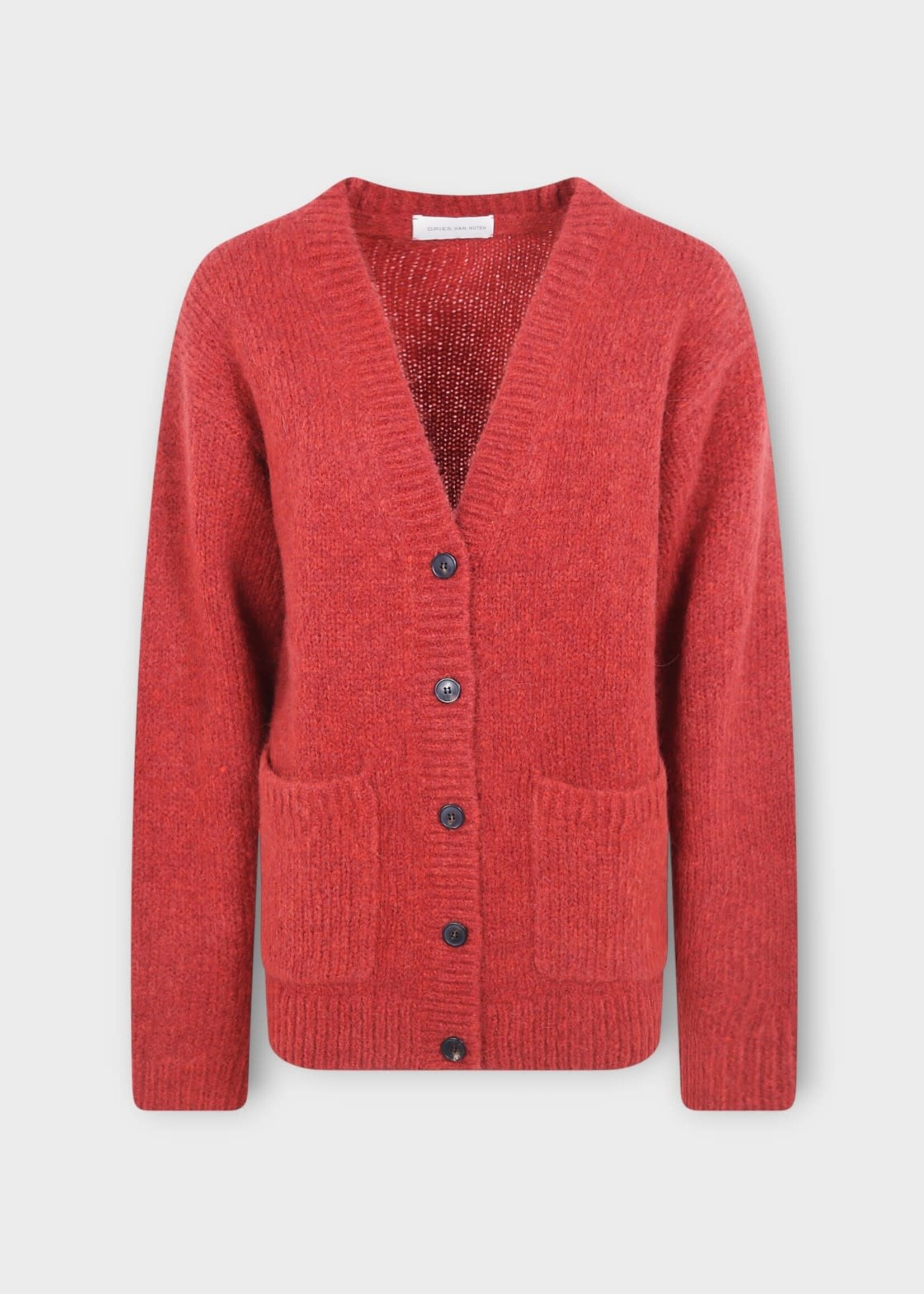 Dries Van Noten Dries Van Noten Knitwear, Red, Tokas Alpaca Wool Mix V-Neck Cardigan In Brique