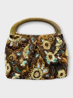 Dries Van Noten Dries Van Noten Bag, Khaki, Crisp Leather Resin Top Handle Bag In Khaki w/ Embroidery