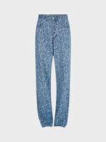 Dries Van Noten Dries Van Noten Jeans, Blue, Peyton Cotton Straight Leg Denim Pants In Blue w/ All Over Lasered Design