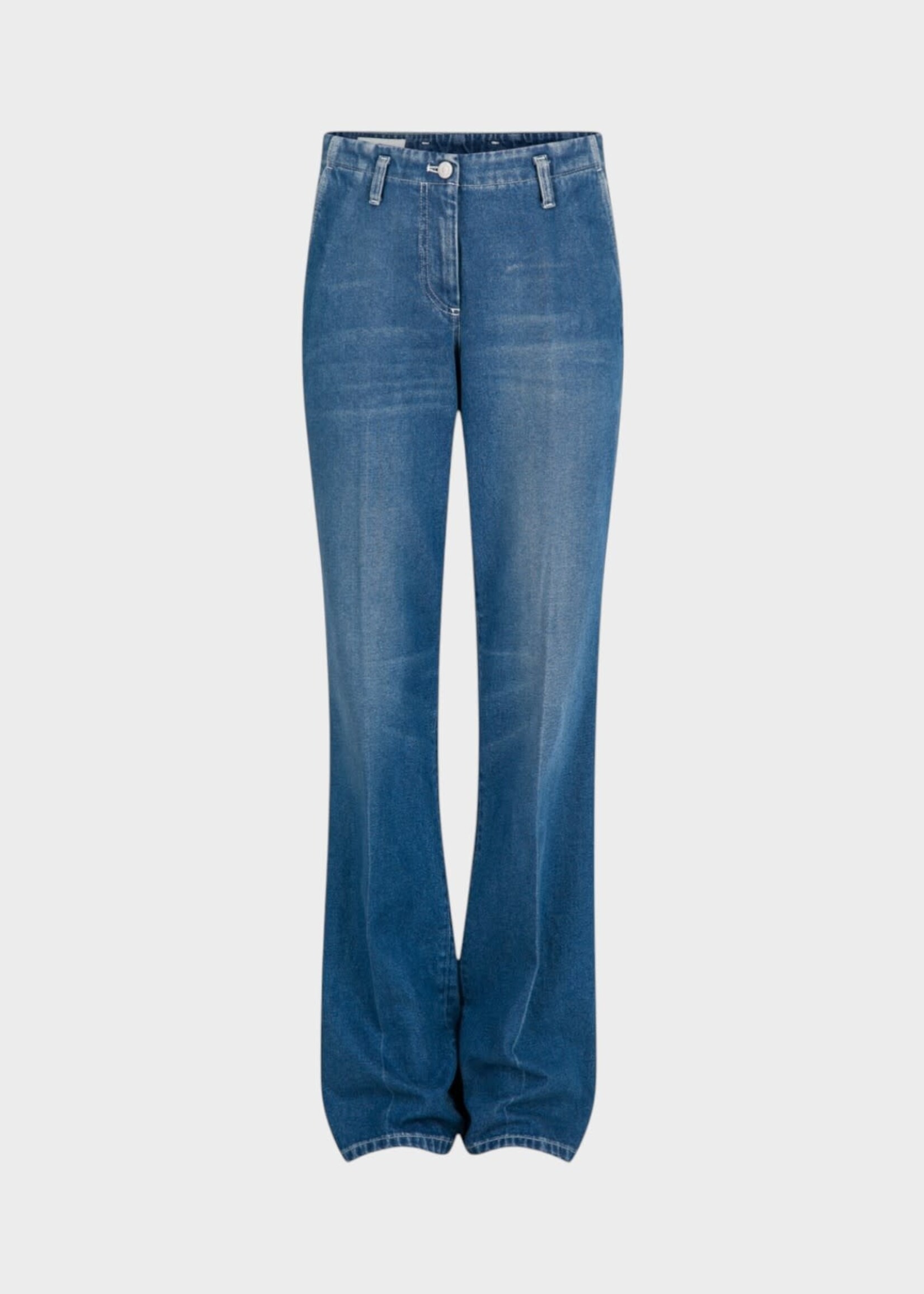 Dries Van Noten Dries Van Noten Jeans, Blue, Parch Cotton Straight Pleated Pants In Blue Vintage Wash