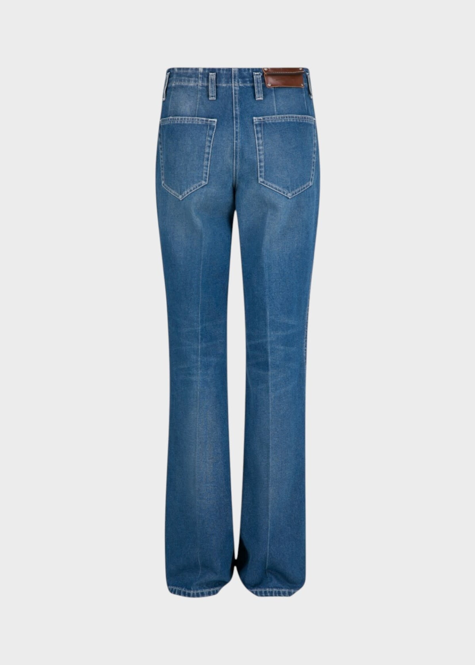 Dries Van Noten Dries Van Noten Jeans, Blue, Parch Cotton Straight Pleated Pants In Blue Vintage Wash