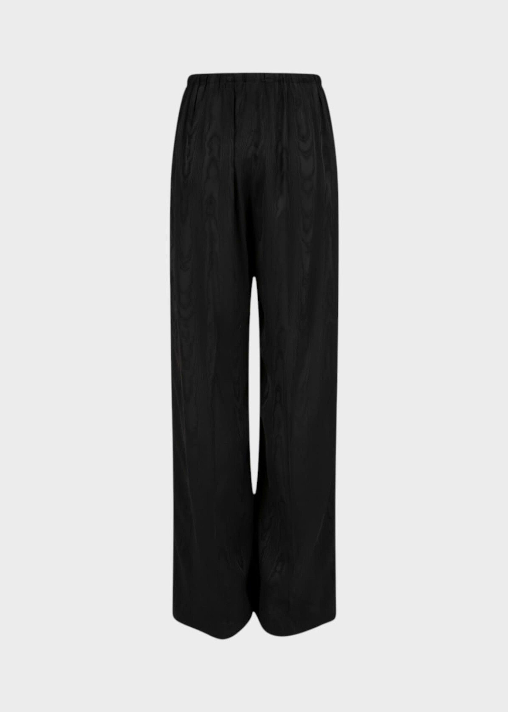 Dries Van Noten Dries Van Noten Trousers, Black, Puvis Drawstring Waist Wide Leg Pants In Black w/ Moiré Effect
