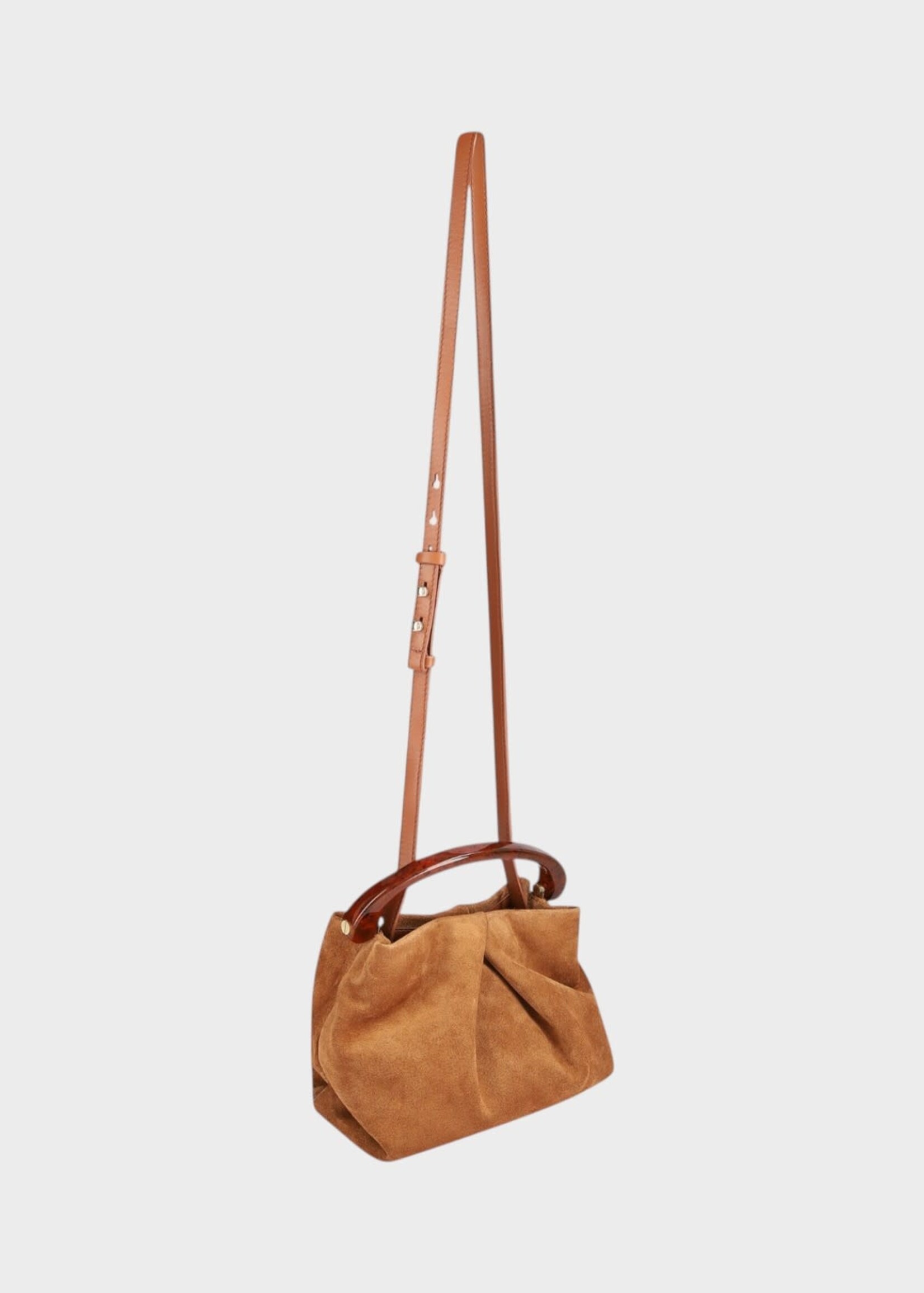 Dries Van Noten Dries Van Noten Bag, Brown, Crisp Suede Leather Resin Top Handle Bag In Tan