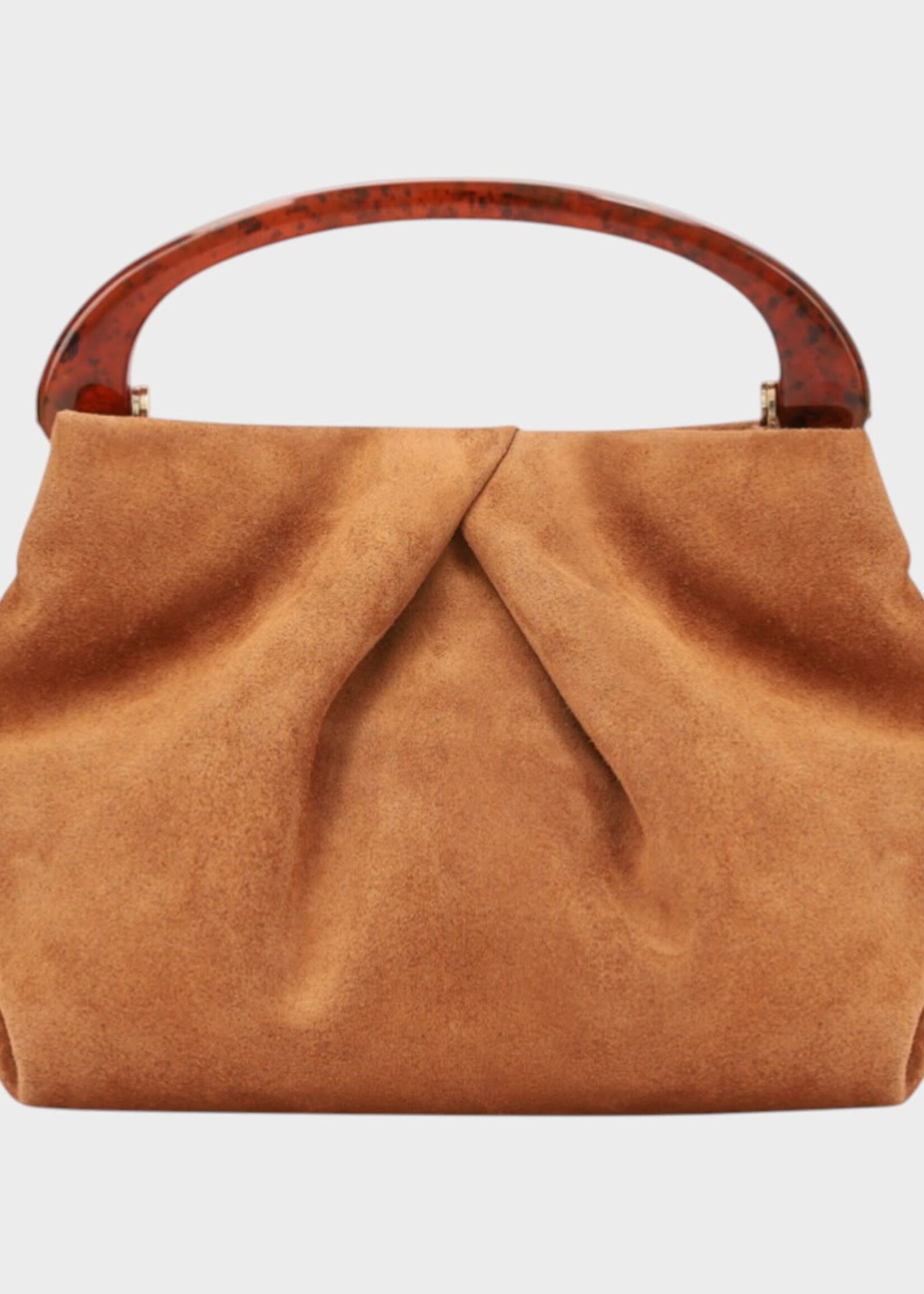 Dries Van Noten Dries Van Noten Bag, Brown, Crisp Suede Leather Resin Top Handle Bag In Tan