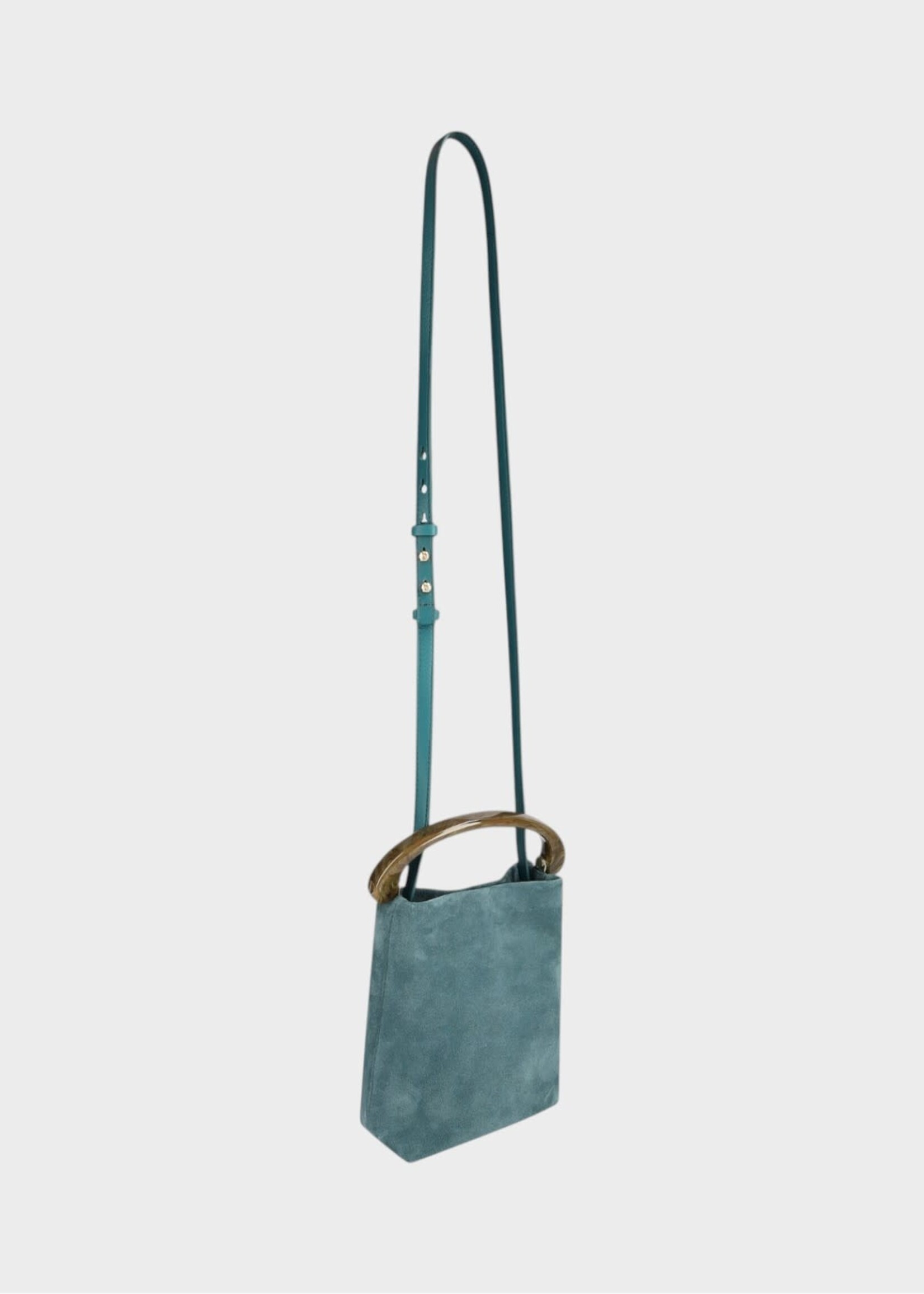 Dries Van Noten Dries Van Noten Bag, Blue, Crisp Calf Leather Resin Top Handle Bag In Turquoise