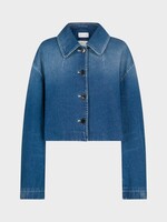 Dries Van Noten Dries Van Noten Jacket, Blue, Vondero Cotton Collared Cropped Denim Jacket In Blue Vintage Wash