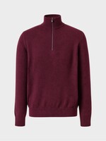 Massimo Alba Massimo Alba Knitwear, Red, Liam Half Zip Sweater in Mosto