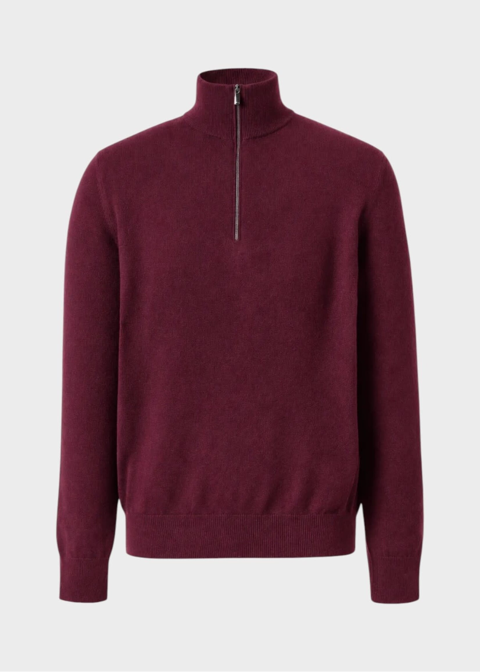 Massimo Alba Massimo Alba Knitwear, Red, Liam Half Zip Sweater in Mosto