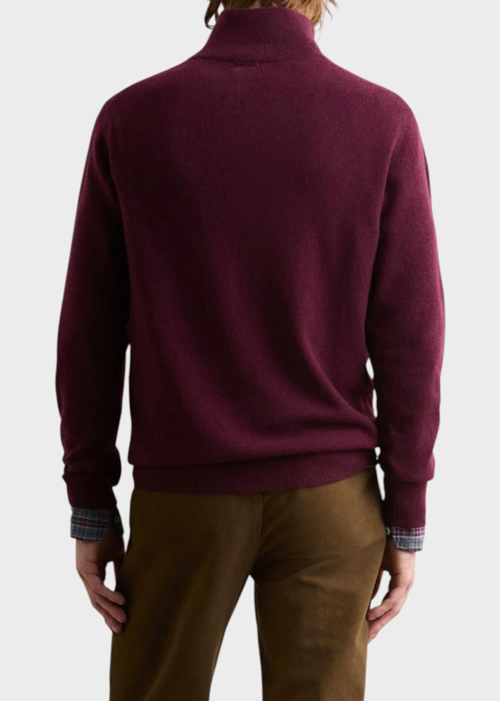Massimo Alba Massimo Alba Knitwear, Red, Liam Half Zip Sweater in Mosto