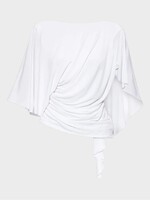 Christopher Esber Christopher Esber Top, White, Fluted Jersey Draped Top In White w/ Low Open Back