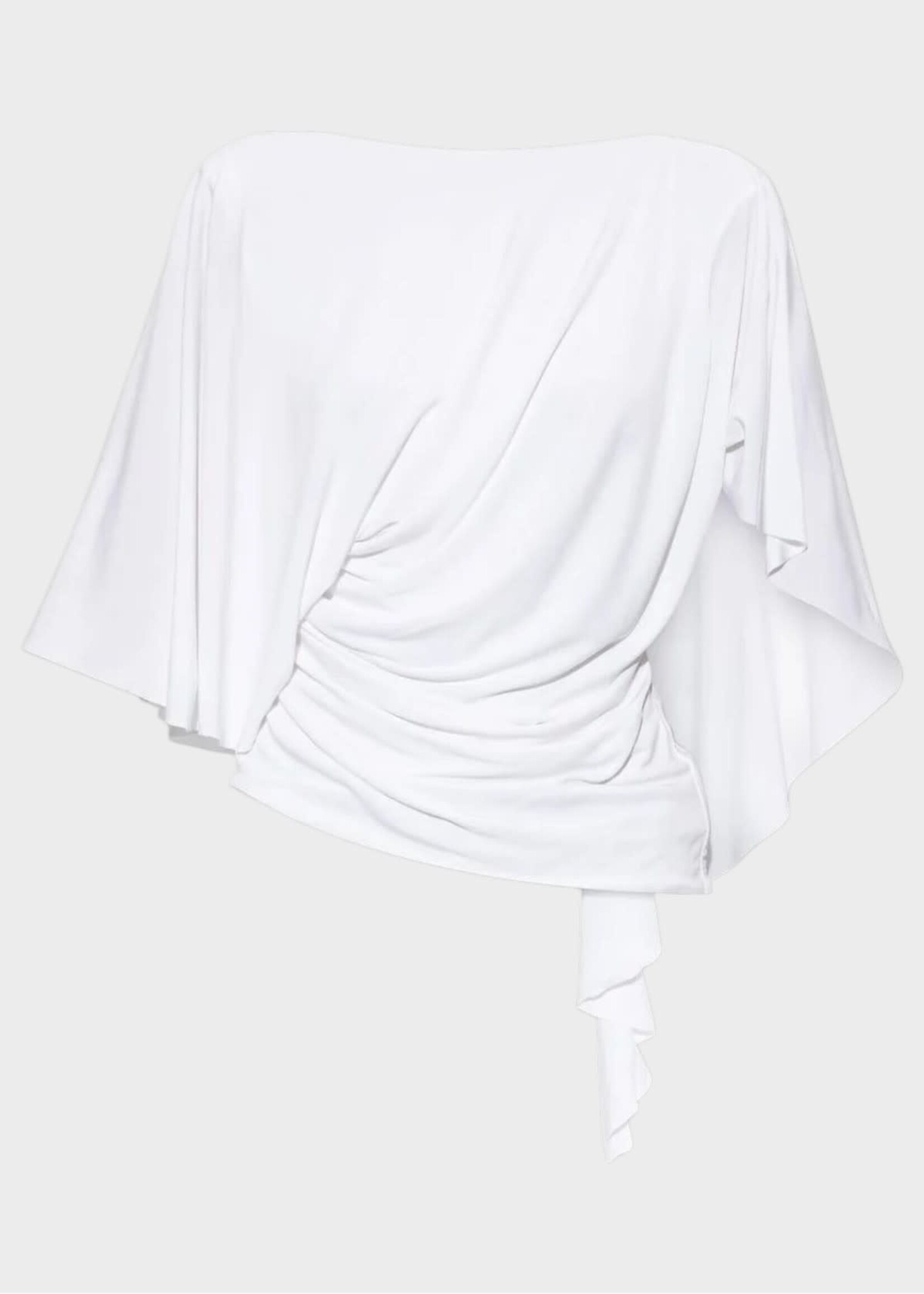 Christopher Esber Christopher Esber Top, White, Fluted Jersey Draped Top In White w/ Low Open Back