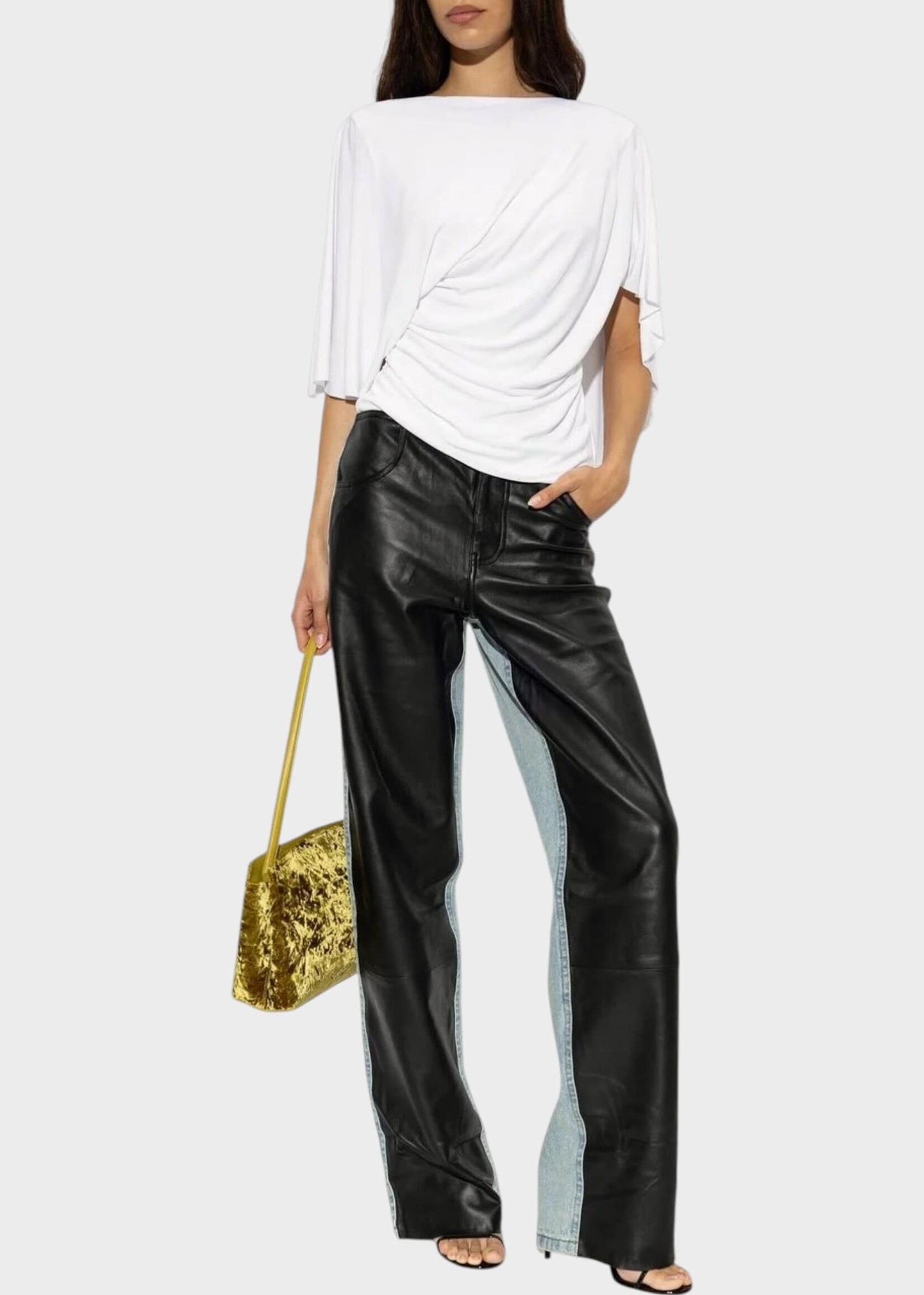 Christopher Esber Christopher Esber Top, White, Fluted Jersey Draped Top In White w/ Low Open Back