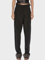 Christopher Esber Christopher Esber Trousers, Grey, Rowan Silk & Wool Sateen Suiting Cuffed Pants In Dark Smoke
