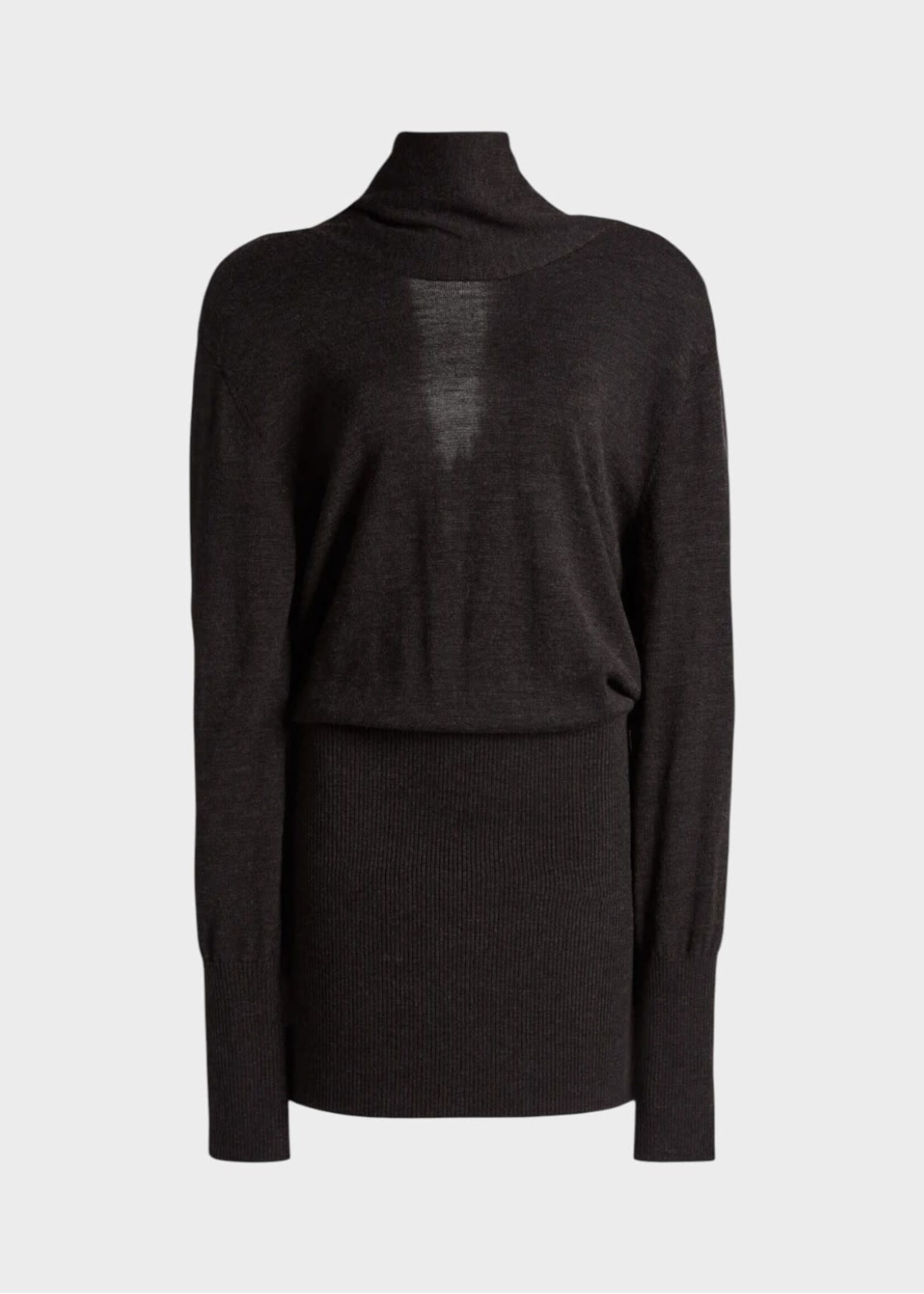 Christopher Esber Christopher Esber Dress, Grey, Cesura Cowl Merino Knit Sweater Mini Dress In Carbon