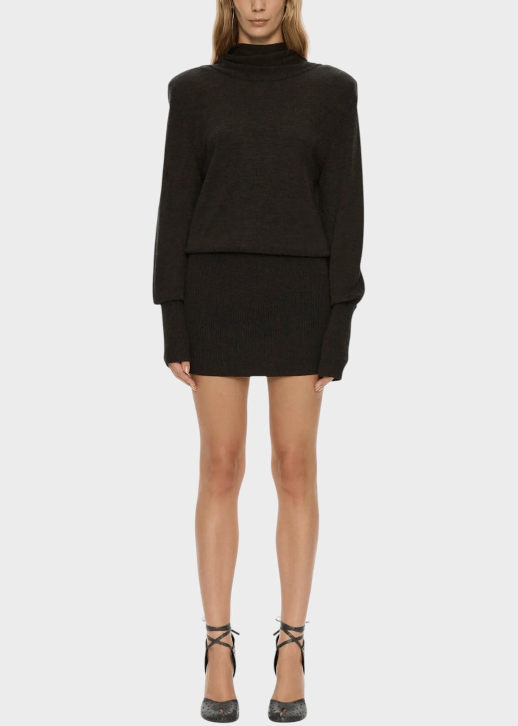 Christopher Esber Christopher Esber Dress, Grey, Cesura Cowl Merino Knit Sweater Mini Dress In Carbon